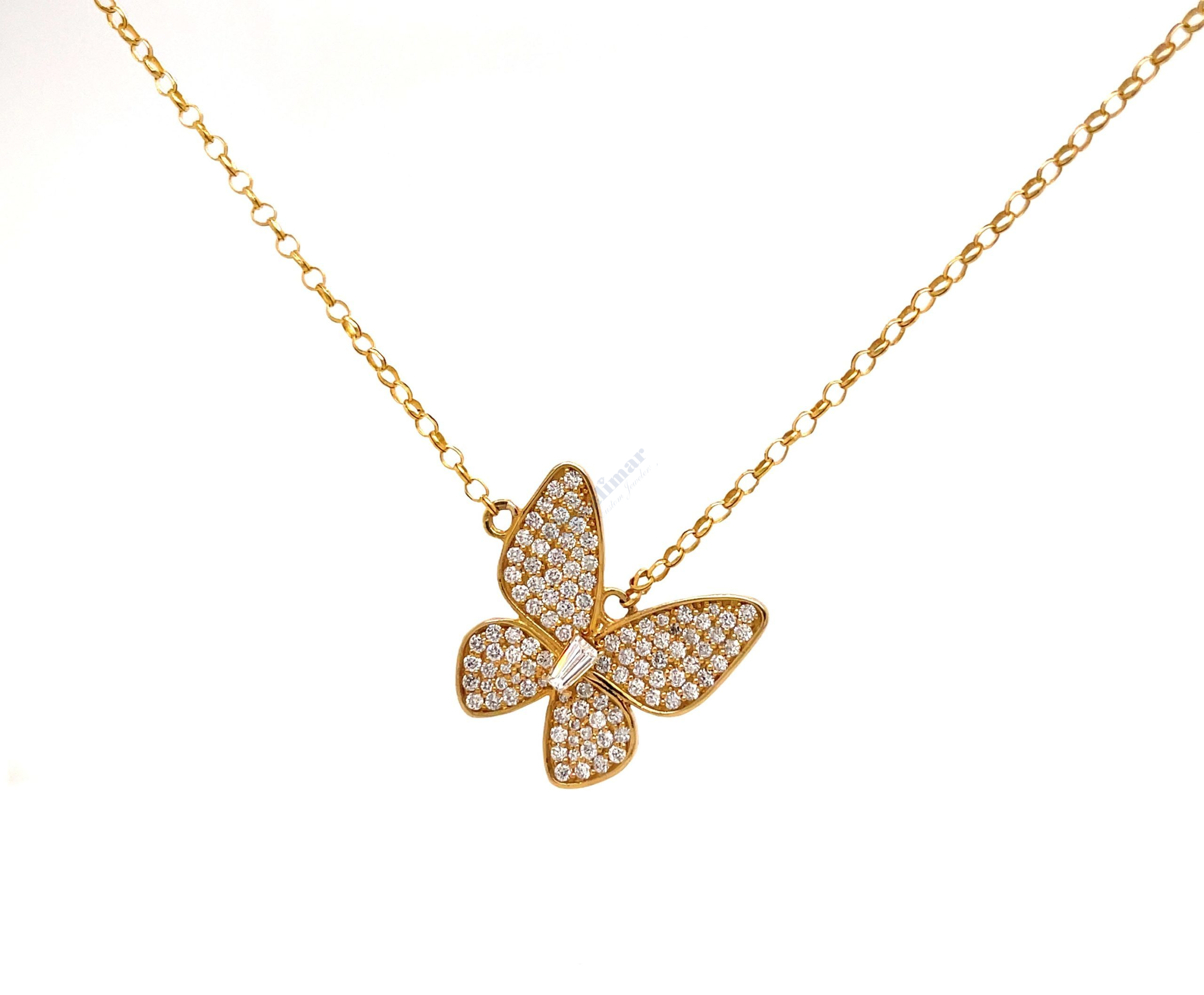 14K Gold Butterfly Pendant Necklace